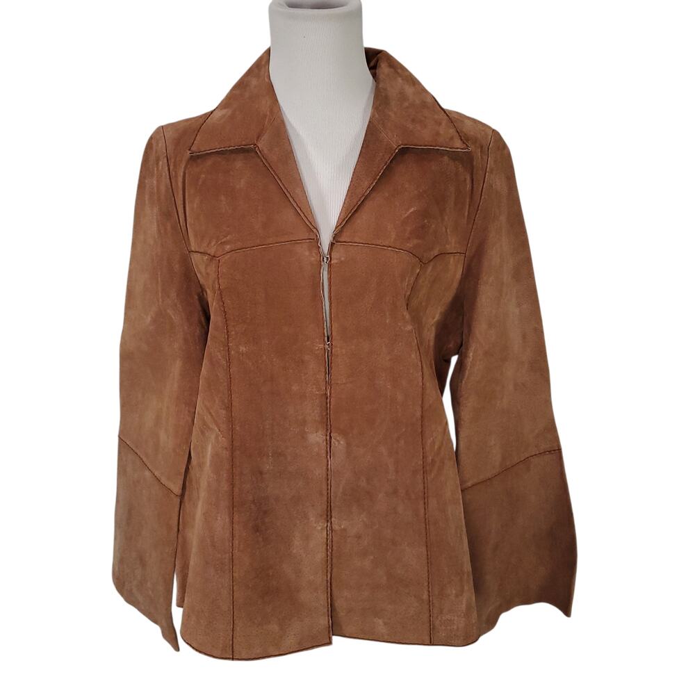 VTG y2k Faded Glory Suede Leather Jacket Bell Sleeve Boho Festival Western Sz L